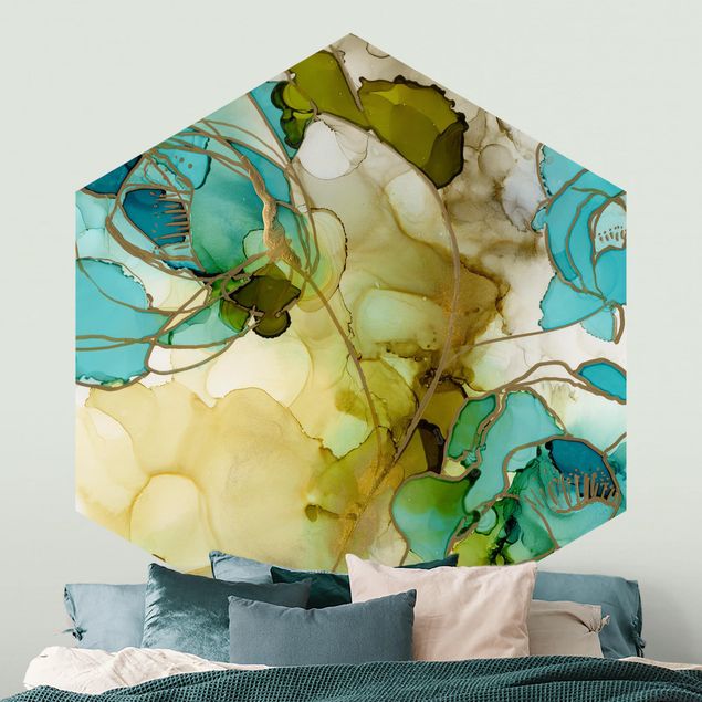 Moderne tapet Flower Facets In Watercolour