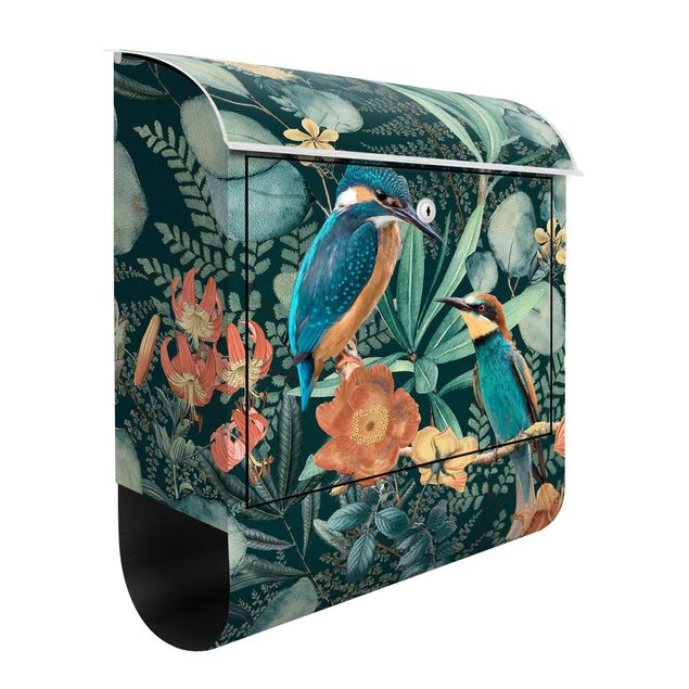 Postkasser blomster Floral Paradise Kingfisher And Hummingbird