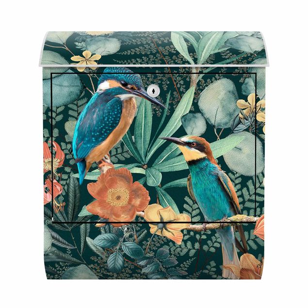 Postkasser vintage Floral Paradise Kingfisher And Hummingbird