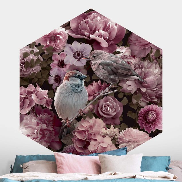 Tapet roser Floral Paradise Sparrow In Antique Pink