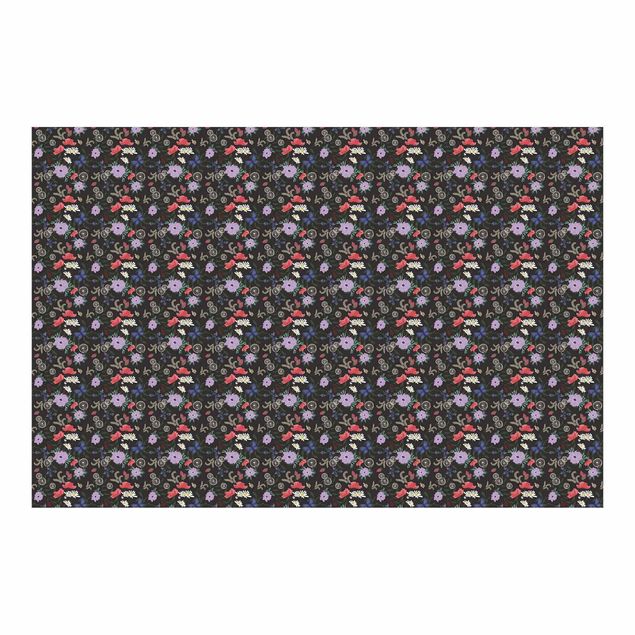 Moderne tapet Field Of Flowers On Black Background - Roll