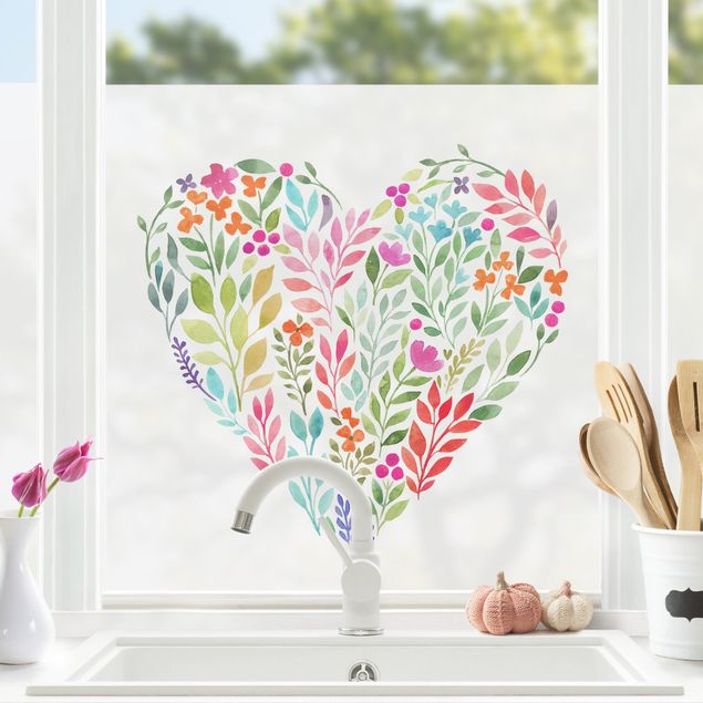 Selvklæbende folier Flowery Watercolour Heart-Shaped