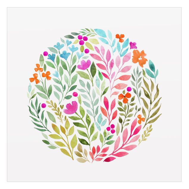 Vinduesklistermærke - Flowery Watercolour Circular