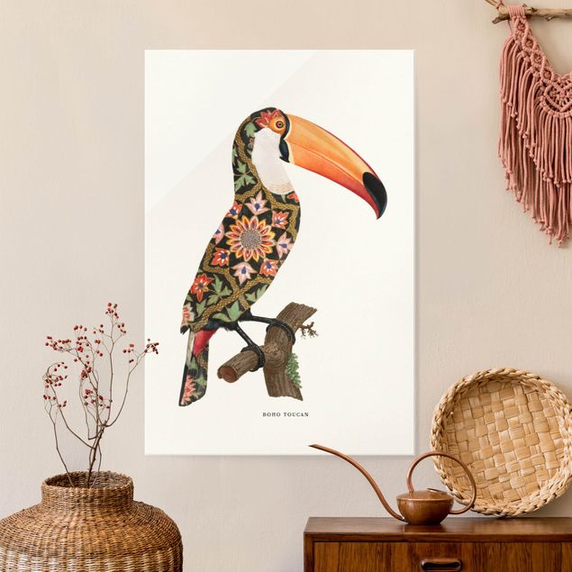 Glasbilleder dyr Boho Birds - Toucan