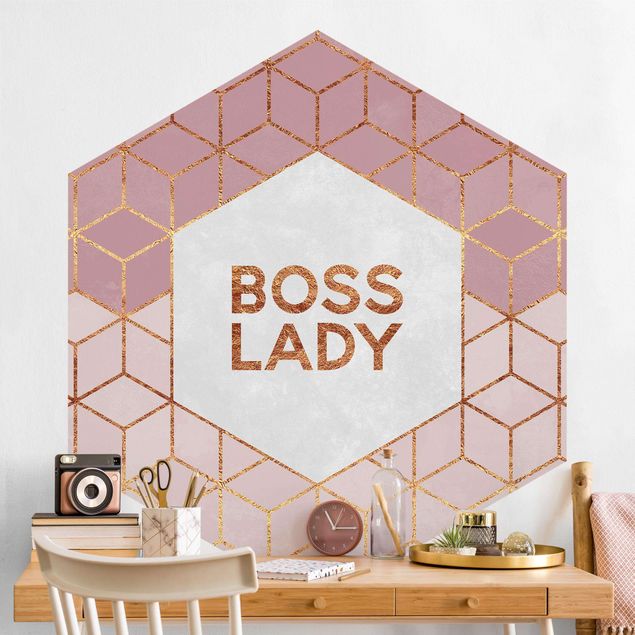 Geometrisk tapet Boss Lady Hexagons Pink