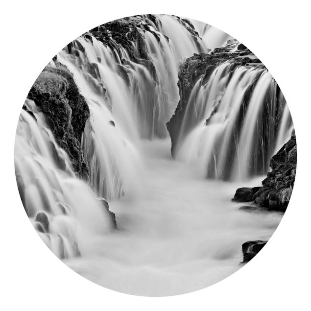 Tapet sort hvid Brúarfoss Waterfall In Iceland Black And White