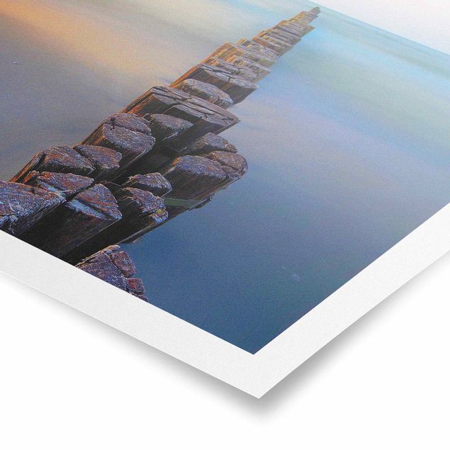Plakater landskaber Groynes At Sunset At The Ocean