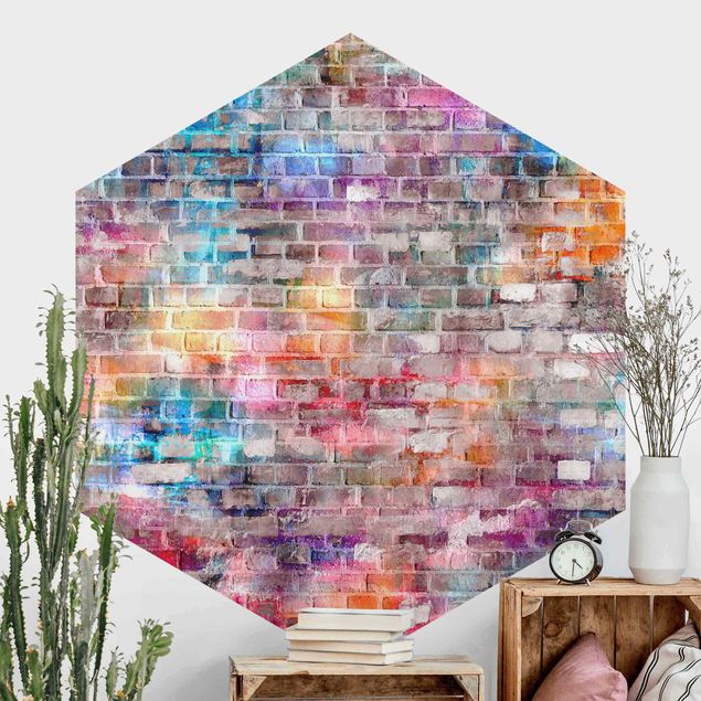 Marmor tapet Colourful Shabby Brick Wall