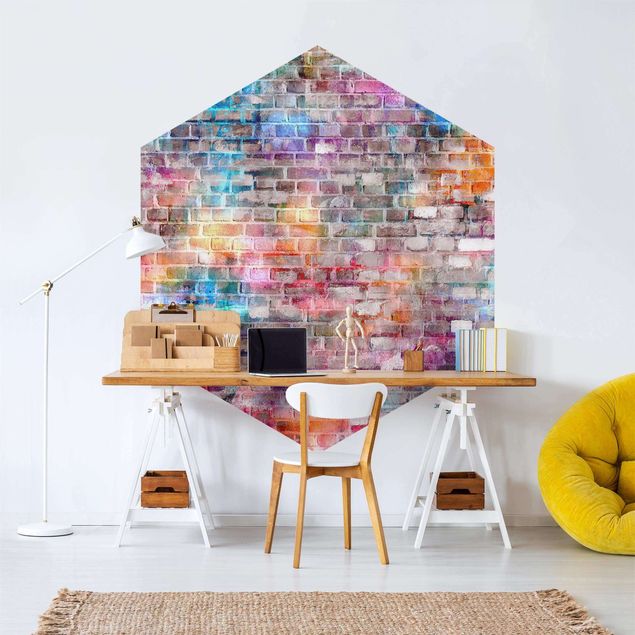 Murstenstapet Colourful Shabby Brick Wall