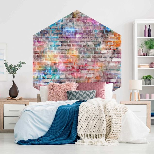 Tapet industriel Colourful Shabby Brick Wall