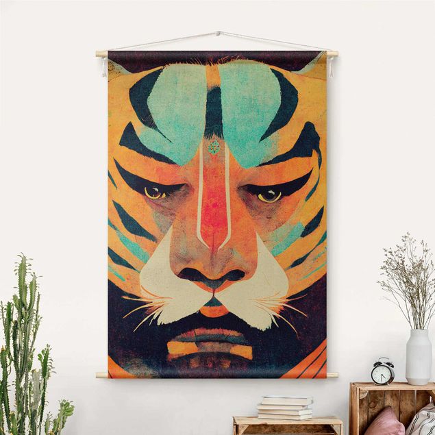 Vægtæppe modern Colourful Tiger Illustration
