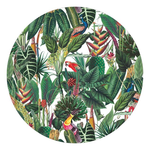 Mønstret tapeter Colourful Tropical Rainforest Pattern