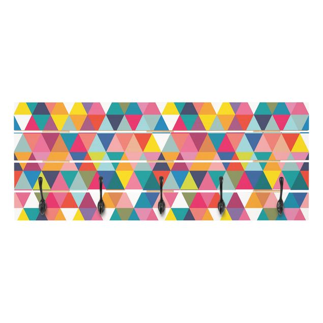 Knagerækker farvet Colourful Triangle Pattern