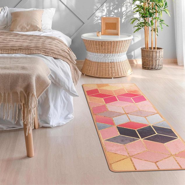 moderne gulvtæppe Colourful Pastel Golden Geometrie