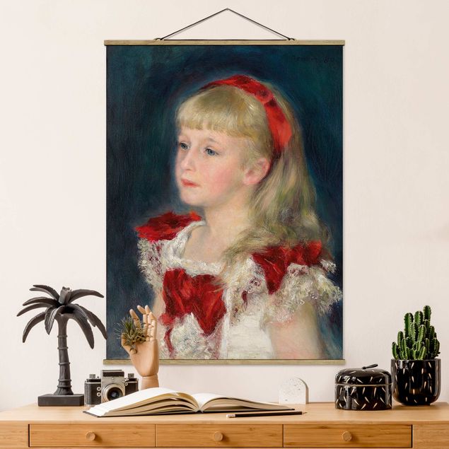 køkken dekorationer Auguste Renoir - Mademoiselle Grimprel with red Ribbon