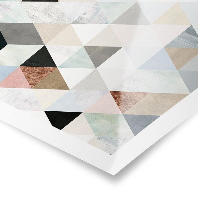 Plakater Watercolour Mosaic With Triangles I
