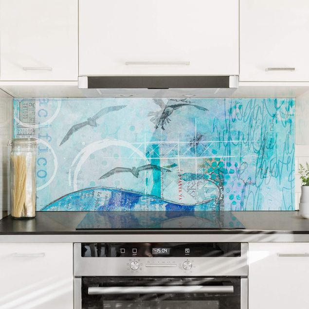 køkken dekorationer Colorful Collage - Blue Fish