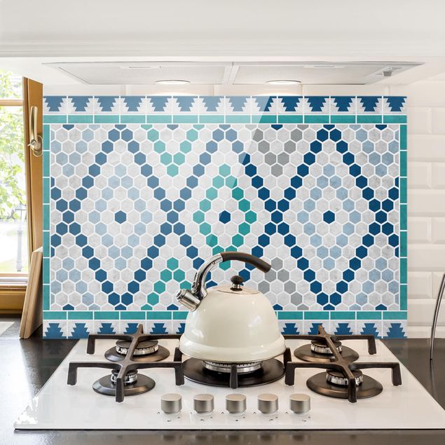 køkken dekorationer Moroccan tile pattern turquoise blue