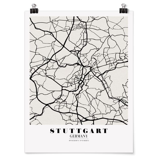 Plakater ordsprog Stuttgart City Map - Classic