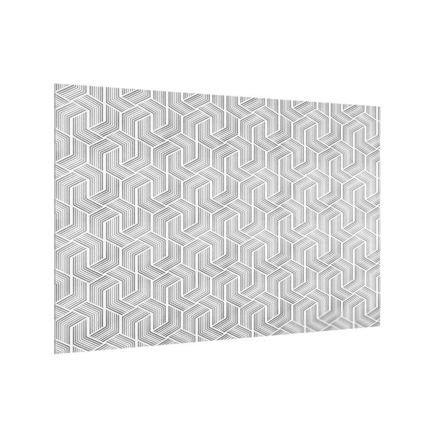 Stænkplader glas 3D Pattern With Stripes In Silver