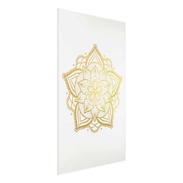 Billeder mønstre Mandala Flower Illustration White Gold