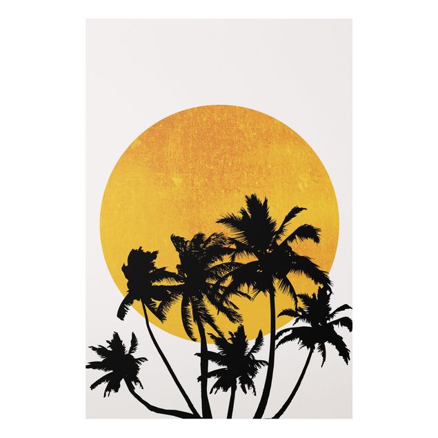 Billeder landskaber Palm Trees In Front Of Golden Sun