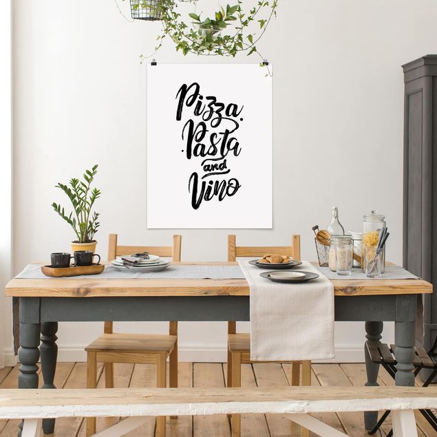 Plakater ordsprog Pizza Pasta And Vino