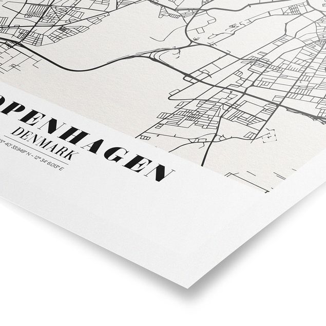 Billeder sort og hvid Copenhagen City Map - Classic