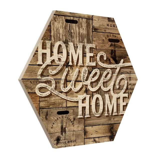 Sekskantede billeder Home sweet Home Wooden Panel