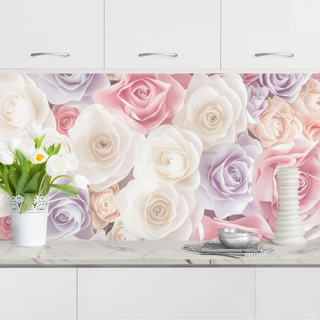 køkken dekorationer Pastel Paper Art Roses