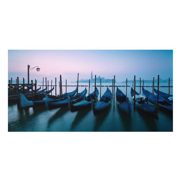 Spritzschutz - Gondeln vor Venedig bei Sonnenuntergang - Querformat 2:1