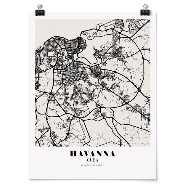 Plakater ordsprog Havana City Map - Classic