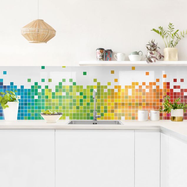 Stænkplader glas Pixel Rainbow