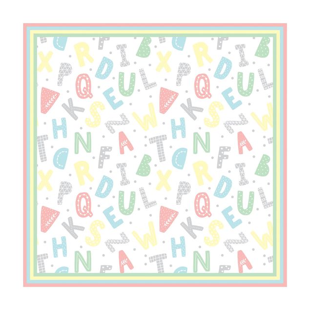 Store tæpper Alphabet In Pastel Colours With Frame