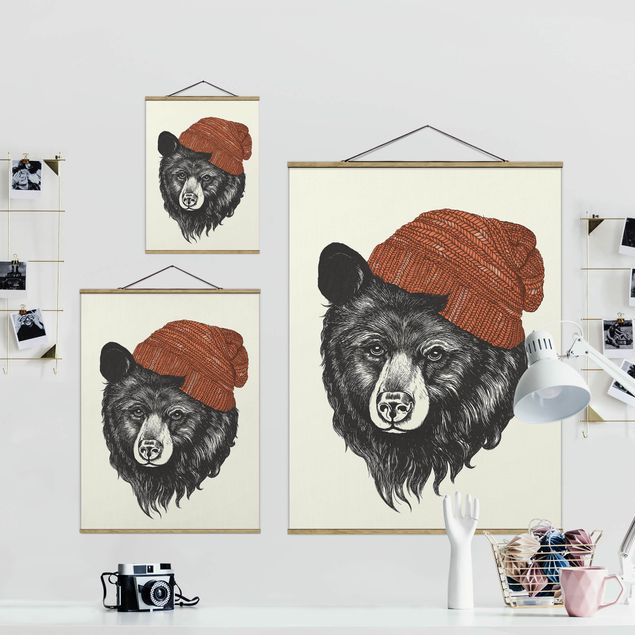 Billeder sort og hvid Illustration Bear With Red Cap Drawing