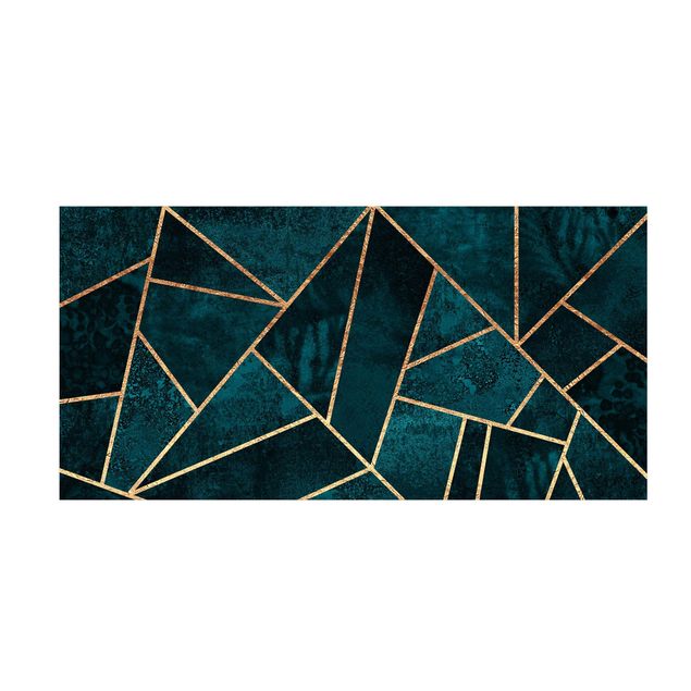 Tæpper abstract Dark Turquoise With Gold