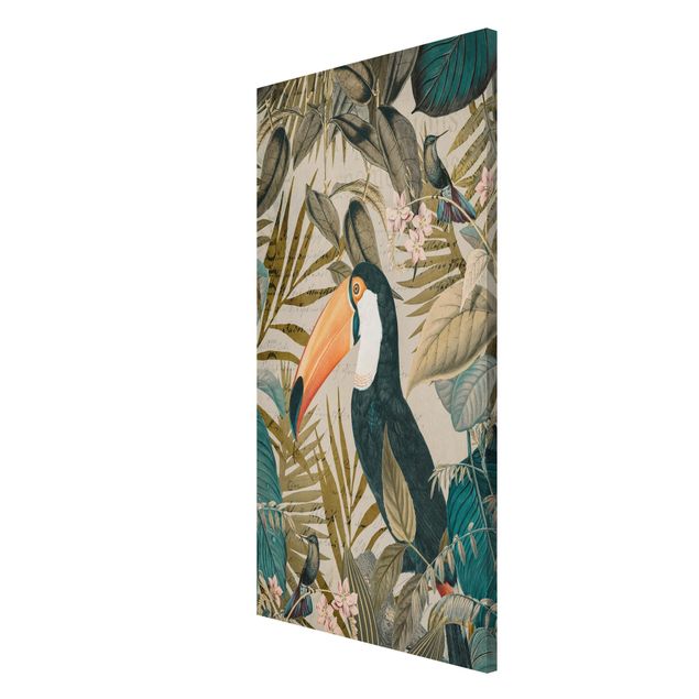 Magnettavler blomster Vintage Collage - Toucan In The Jungle