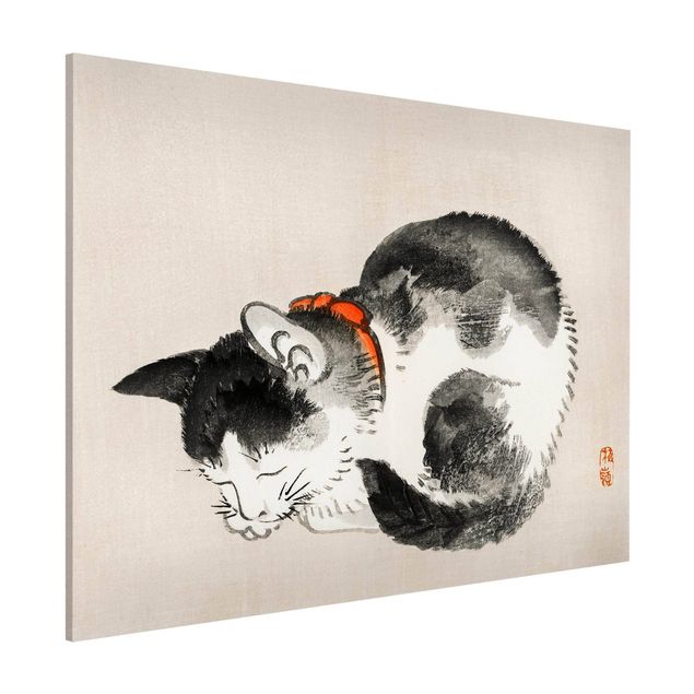 køkken dekorationer Asian Vintage Drawing Sleeping Cat