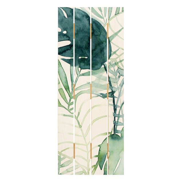 Prints på træ Palm Fronds In Water Color II