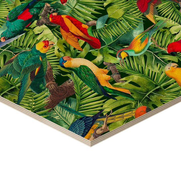 Billeder Colorful Collage - Parrot In The Jungle