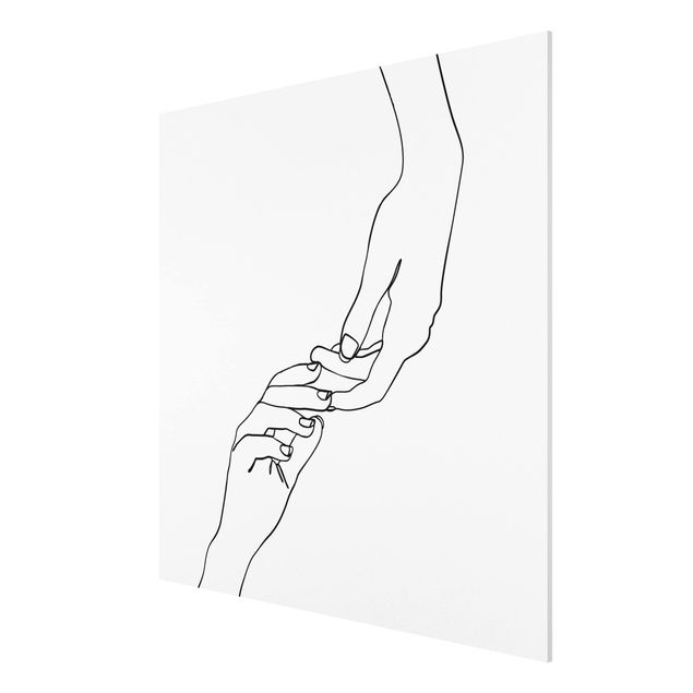 Billeder kunsttryk Line Art Hands Touching Black And White