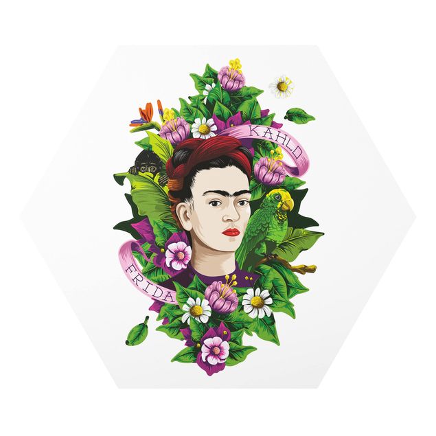 Billeder kunsttryk Frida Kahlo - Frida, Monkey And Parrot