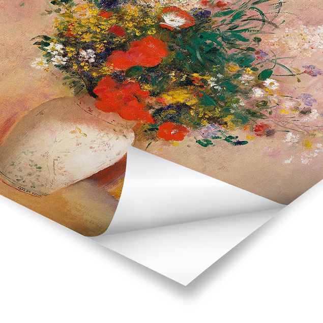 Billeder Odilon Redon - Vase With Flowers (Rose-Colored Background)