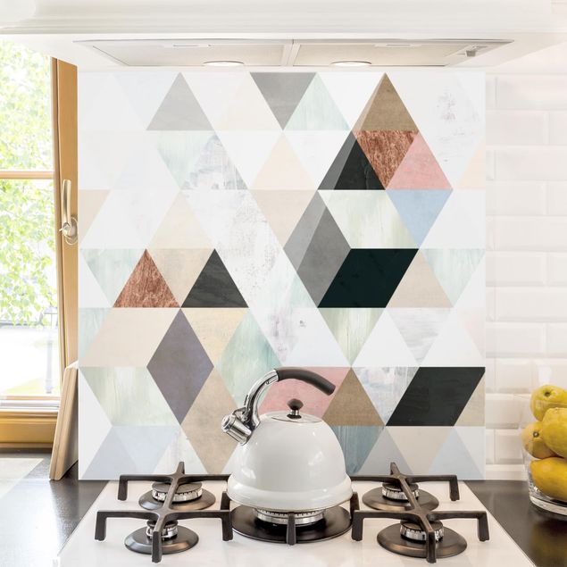 køkken dekorationer Watercolor Mosaic With Triangles I