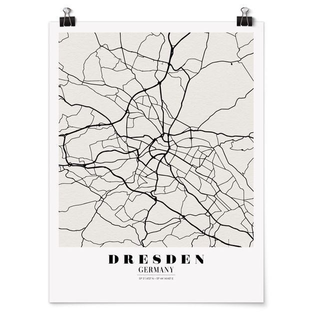 Plakater verdenskort Dresden City Map - Classical