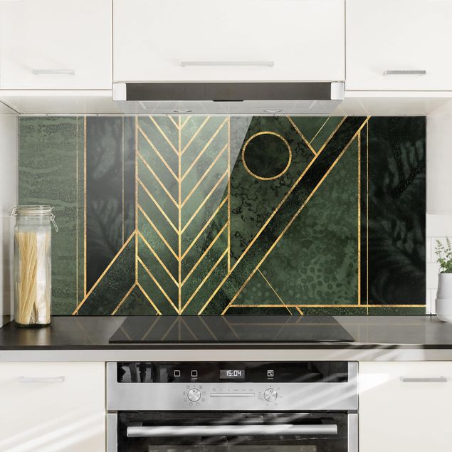 køkken dekorationer Geometric Shapes Emerald Gold