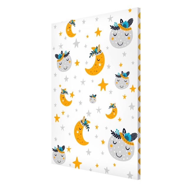 Billeder fjedre Sleaping Friends Moon And Stars With Frame
