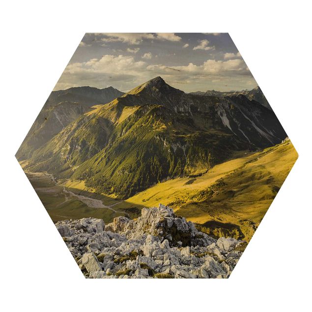 Sekskantede billeder Mountains And Valley Of The Lechtal Alps In Tirol