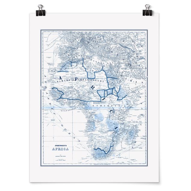 Billeder Afrika Map In Blue Tones - Africa