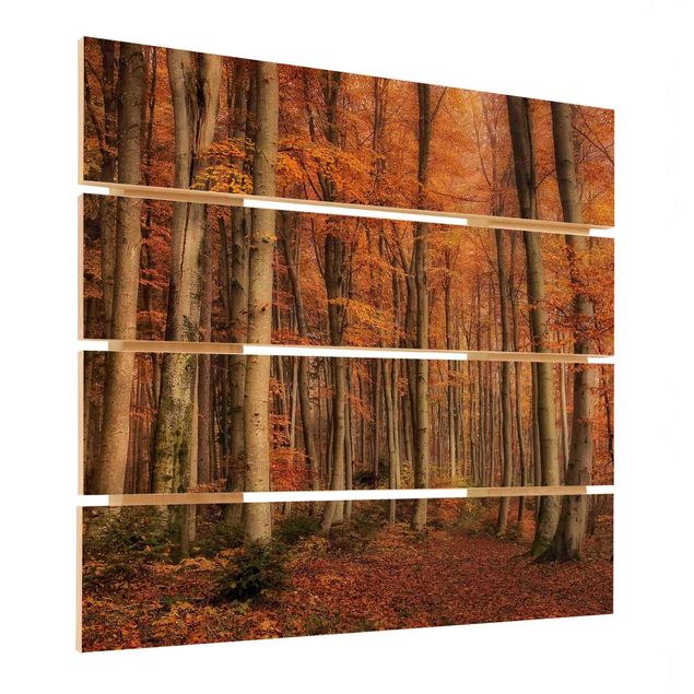 Holzbild - Herbstspaziergang - Quadrat 1:1